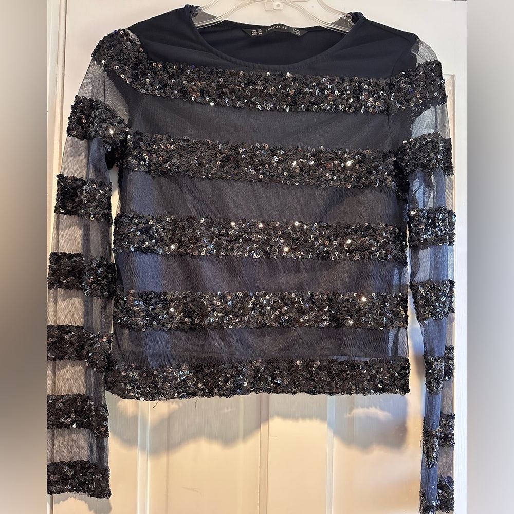 Zara Sequined Net Top